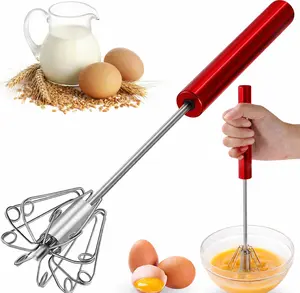 Stainless Steel Rotary Egg Whisk – Semi-Automatic Hand Press Mixer (14″)