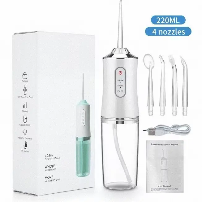 Electric Water Flosser Oral Irrigator, Portable Dental Care Device, Effective Plaque Removal, Easy to Use, Ideal for Home & Travel, Water Flosser Cordless