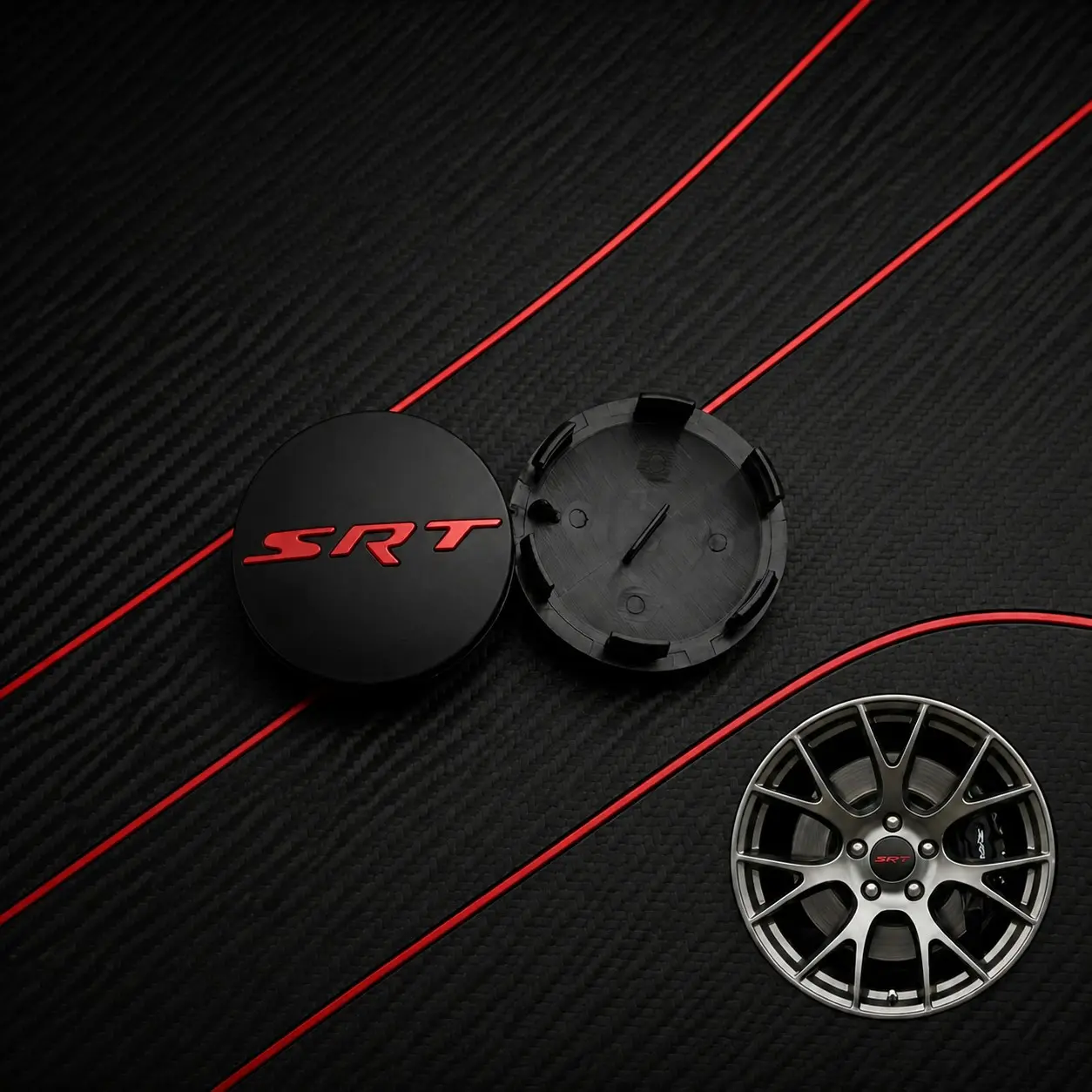 4pcs 63mm/2.5inch Slant Wheel Center Caps, Wheel Cover, Automotive Car Accessories, Compatible with Dodge HUB Caps, Dodge Hellcat Srt, Challenger, Chrysler 300C