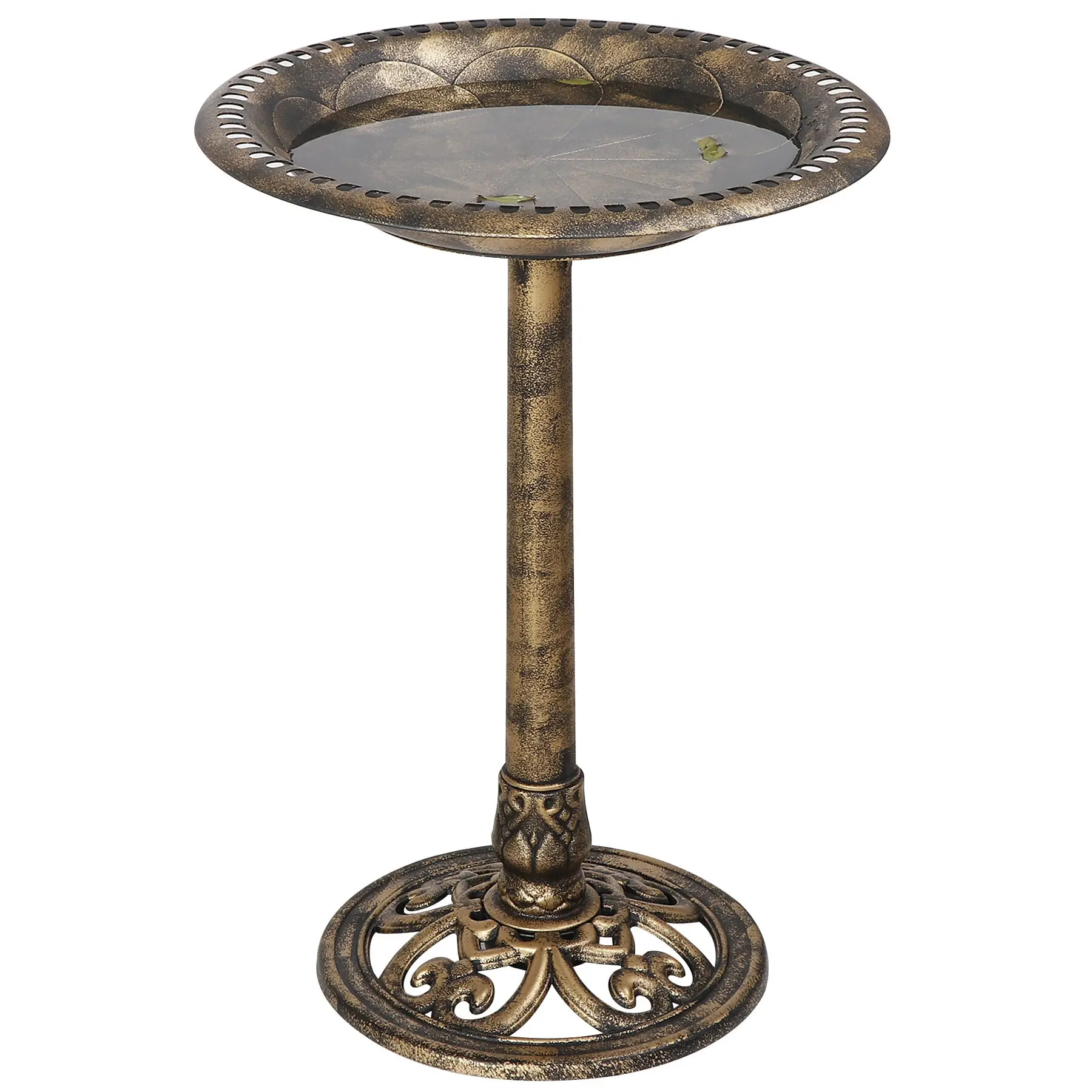 Segawe 28in Height Brass Pedestal Bird Bath, Portable Antique Outdoor Backyard Decor, Vintage Yd Art, Bird Supplies, Backyard Garden Accessories,summerwins