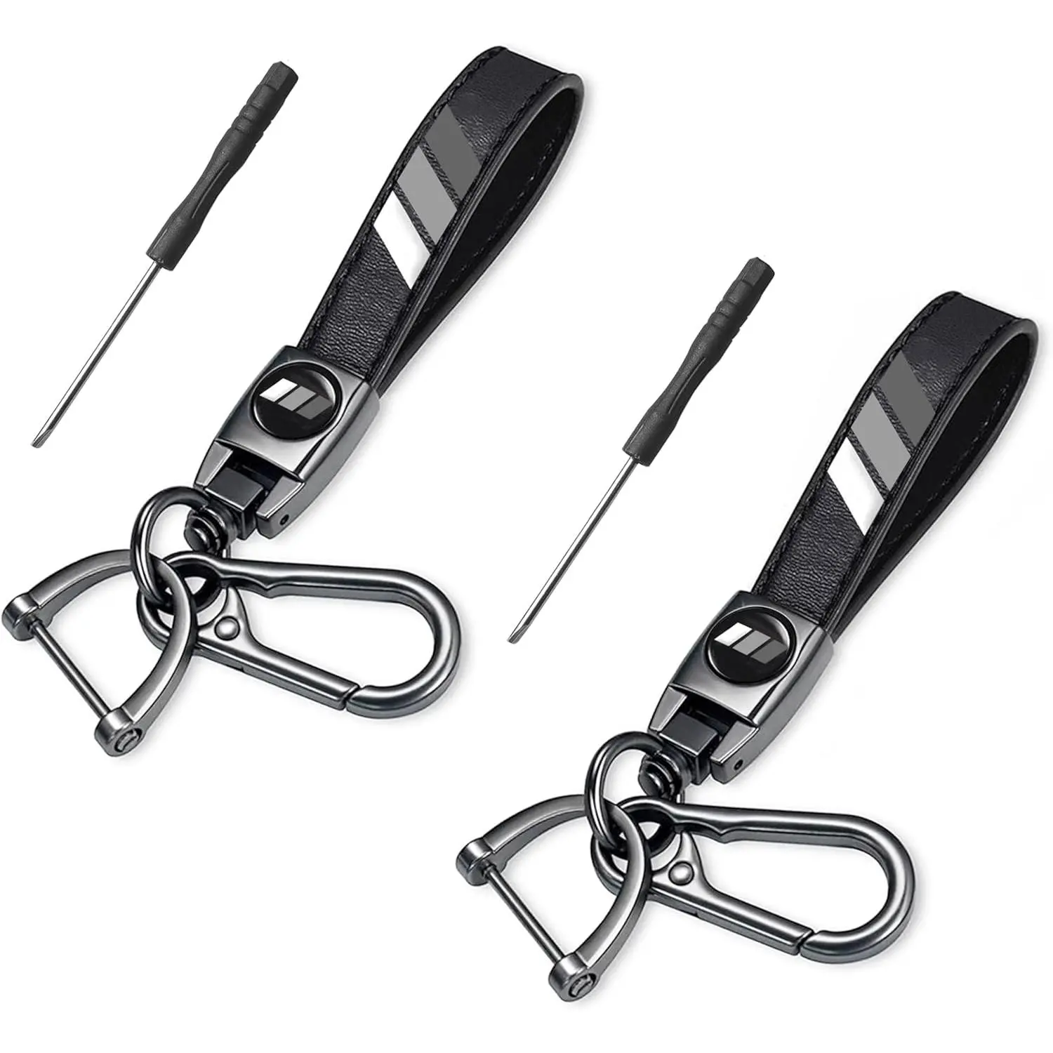 YOSRTER 2PCs Leather-Aluminum Alloy Strap Keychain with Key Ring, Automobile Vehicle Car Interior Accessory for Toyota Tacoma,4Runner,Tundra TRD,Camry,Rav4 - Ideal Business,Christmas Gift for Dad,Husband