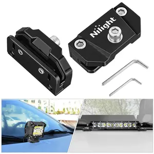 Nilight 2PCS Aluminum LED Light Bar Mounting Brackets - Universal Adjustable, No-Drilling Pillar Hood Fog Pod Work Lamp Clamps, Truck Accessories for Truck SUV 4x4 Off-Road, Black