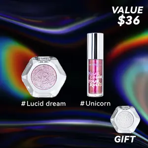 Ourbella Makeup Set Single Multi-chrome Eyeshadow & Holographic Glitter Lipgloss with gift, Iridescent Shimmer Makeup, Color-Shifting Eyeshadow, Hydrating Glimmer Moisturizing Lipgloss, Makeup Kit for Beginner