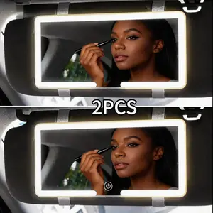 Rechargeable LED Touch Screen Car Vanity Mirror, Sunshade Mounted Makeup Mirror with Smart Charging & Dimmable Lights