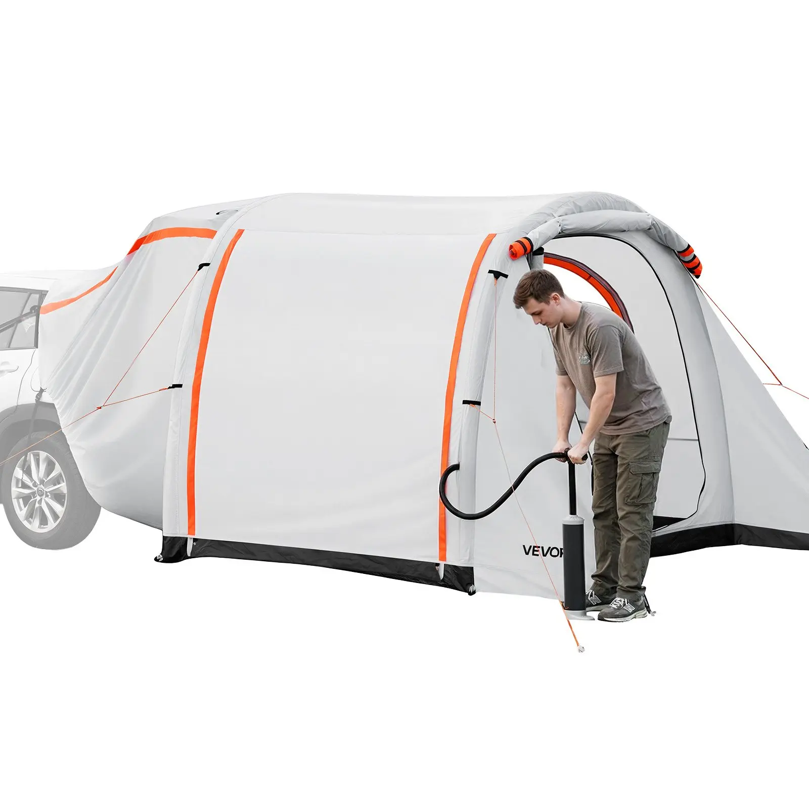 【Summerfinds】 VEVOR Inflatable SUV Tent with Awning, 8x 6.7 ft 3-Season SUV Tailgate Tent with Ventilated Doors Mesh Window, PU2000mm Waterproof Car Rear Hatch Tents for Outdoor Camping - Air Pump Includeddealsforyoudays
