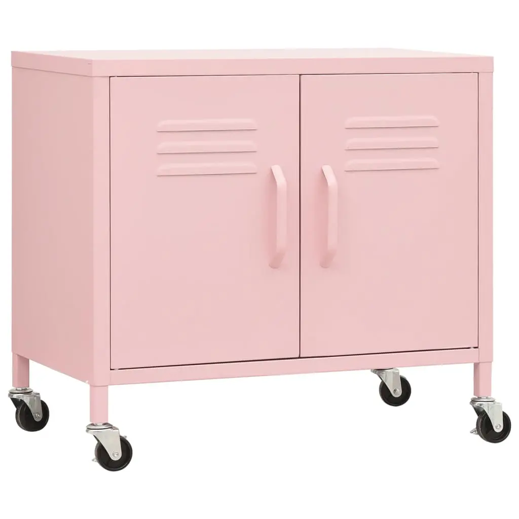 vidaXL Storage Cabinet Home Indoor Living Room Office Sideboard with Shelf Book Display Cabinet Cupboard Bookcase Furniture Pink Steel 336265