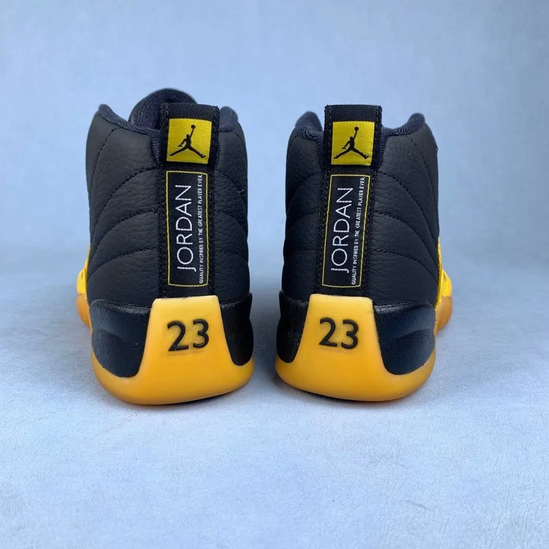 Unisex 2-Tone Matte Suede Mid-Top Retro Basketball Sneakers - Black-Yellow, Yellow Transparent Traction Outsole, Lace-Up Street Casual Daily Wear Sports Collectible Shoes