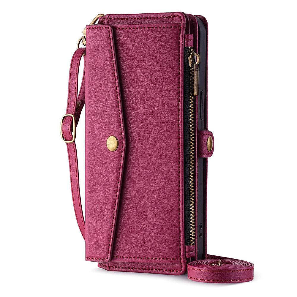 for iphone 17 pro max cases 16 16Plus 15 14 13 12 Pro Max Air Crossbody Wallet Phone Case, PU Leather Flip Purse Case with 5 Card Slots, Zipper Pocket, Adjustable Shoulder & Wrist Strap, Kickstand, Magnetic Closure, Multi-Functional Protective Phone Cover