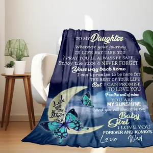 A butterfly nap blanket gift from a father to his daughter, a warm gift from a father to his daughter, can be used as a birthday gift, graduation gift, or other anniversary gift