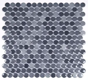 212 MAIN Dark Gray Crackled Look Penny Round Porcelain Mosaic Tile, 12x12 in, for Walls and Floors, Model ABOLOS UNBMNTROUND-DG (15.68 sq.ft/case)