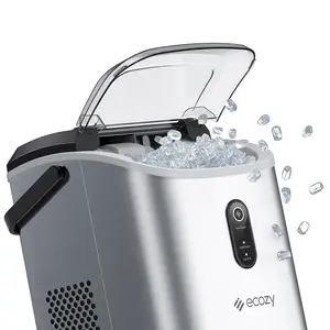 ecozy Countertop Sonic Nugget Ice Maker 33 lbs Daily Output,Self-Cleaning,Stainless Steel, Icemakermachine