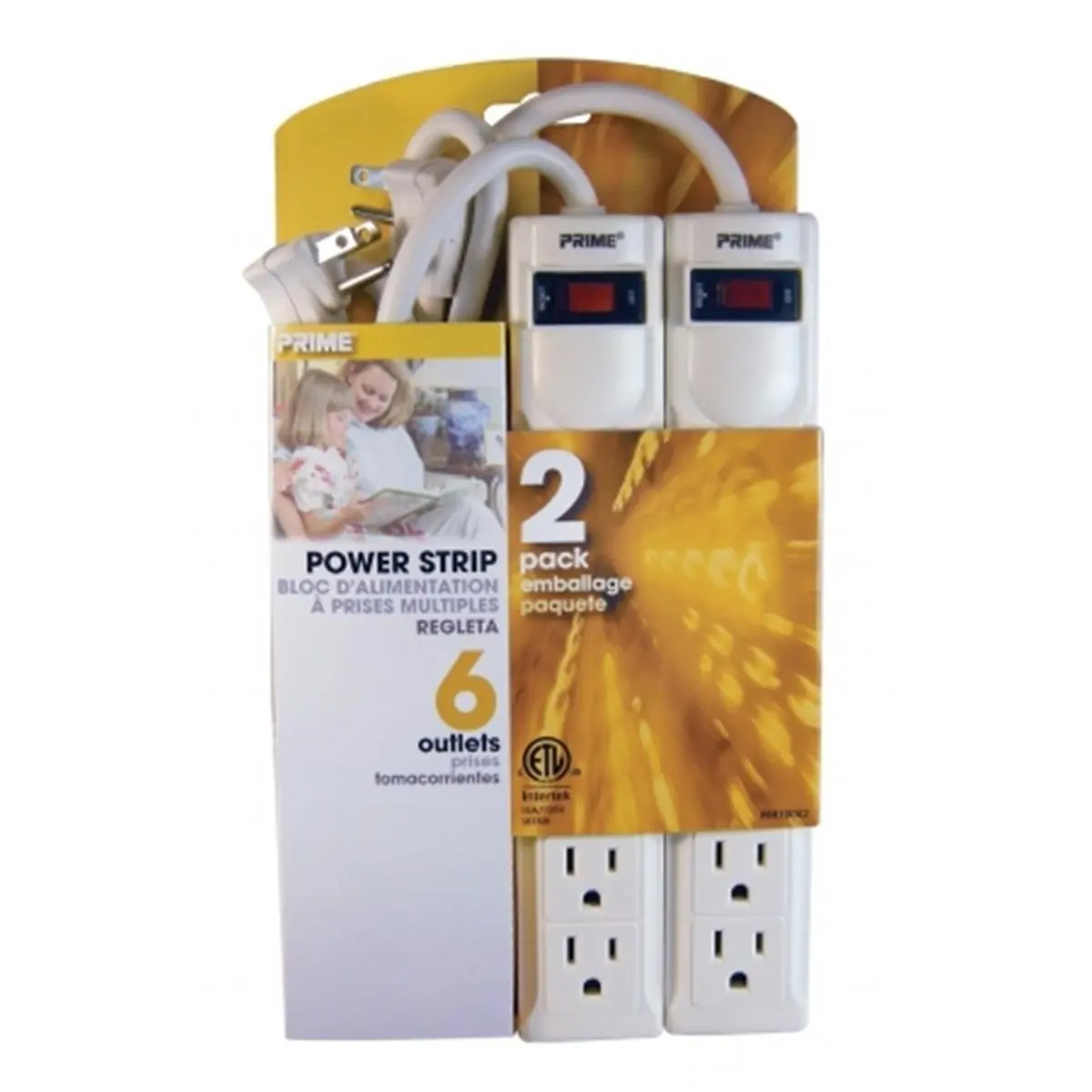Prime White Power Strip with 6 Grounded Outlets, General Purpose Corded Outlet Extender with a 3 ft. Cord