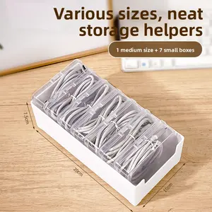 Cable Management Box, Cord Organizer Hideaway for Desk, Multi-Compartment PP Plastic Desktop Charging Station, Cord Holder for Power Strip, Home Office Cable Cover