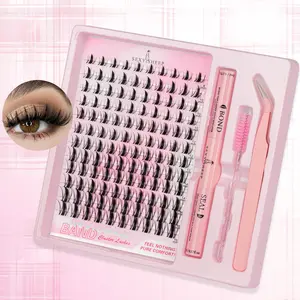 Lash Clusters Manga Lash Clusters Kit Clear Fairy Eyelash Clusters Wet-Look Spiky Anime Lashes Pack D Curl Individual Lashes Bond&Seal & Eyelash Tweezers & Brush, Cosmetic, Eyelash Extensions