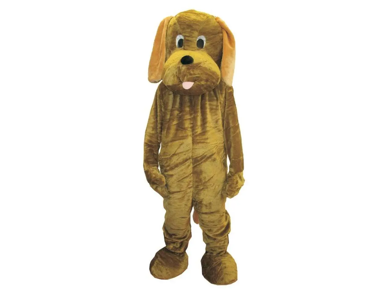 Adult Unisex Puppy Mascot Costume, Cuddly Full-Body Jumpsuit in Soft Polyester Fabric, 4-Piece Set with Accessories