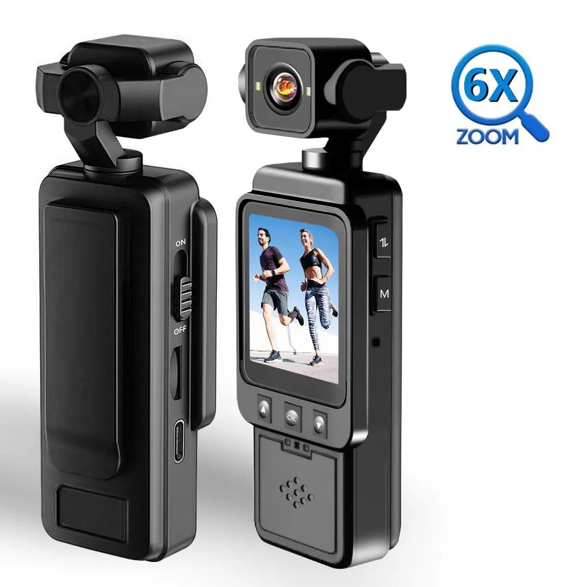 USB-Rechargeable 360° Rotatable Action Camera, Full HD 1080p Anti-Shake Video Camera for Vlogging, Handheld Streaming Camera Recorder