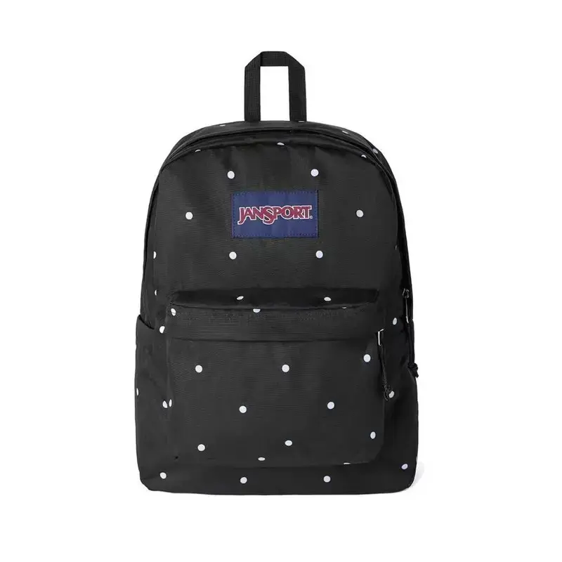 Cute Black White Polka Dot JanSport Backpack Fashion Street Style Backpack Large Storage College Student Backpack