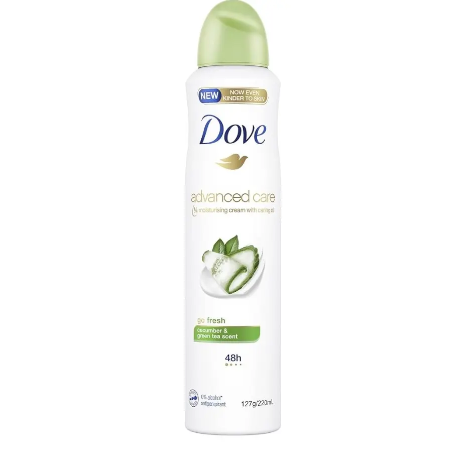 (Pack of 4) Dove Spray Advanced Care Antiperspirant Aerosol Deodorant Go Fresh Cucumber & Green Tea 220mL