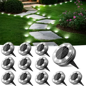 Mini Solar Ground Lights, Flat Solar Disc Lights Outdoor Waterproof, 2.3 Inch Small Solar Garden Lights Landscape Lighting for Outside Pathway Garden Yard Lawn Walkway