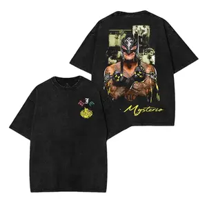 REY MYSTERIO WASHED TEE, Wrestling Graphic Tee, Wrestler Shirt, Sports Shirt, Vintage Wresting Shirt, Wrestling Gift tshirts Menswear Top