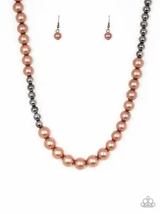 Power To The People - Copper and Gunmetal Beaded Asymmetrical Necklace