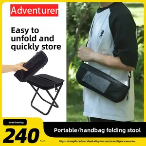 Adventurer Outdoor Backpack Folding Stool with High Carbon Steel Frame Pen Case Stool Shoulder Bag Stool Sports Folding Chair Handbag for Camping Fishing Hiking Sketching Subway and Waiting in Line Portable and Easy Camping Gear