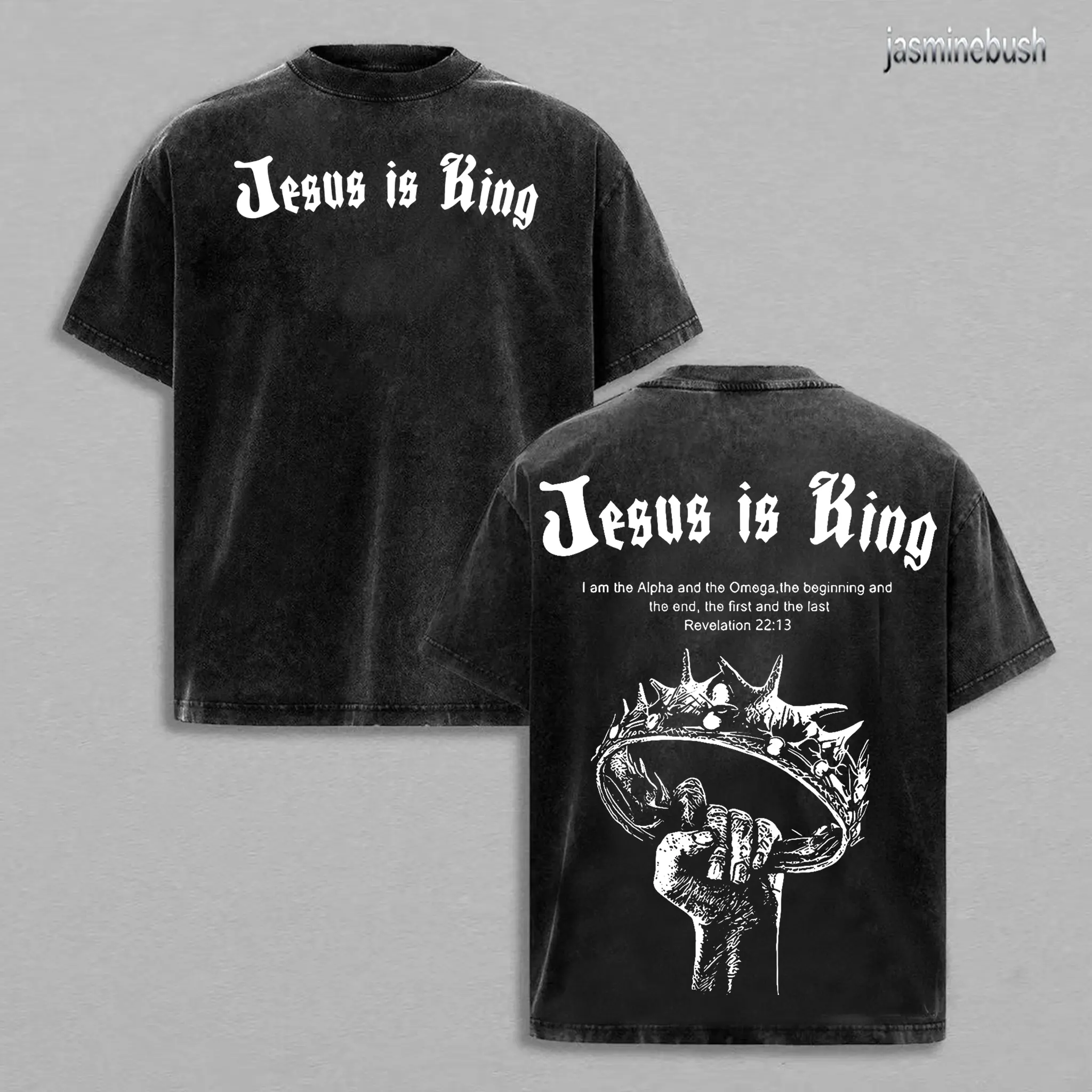 Jesus Is King Washed T-Shirt, Vintage Jesus Washed T-shirt, Faded Graphic Tee, Retro Style Shirt, Top, Oversized Washed Cotton Tee for Men and Women