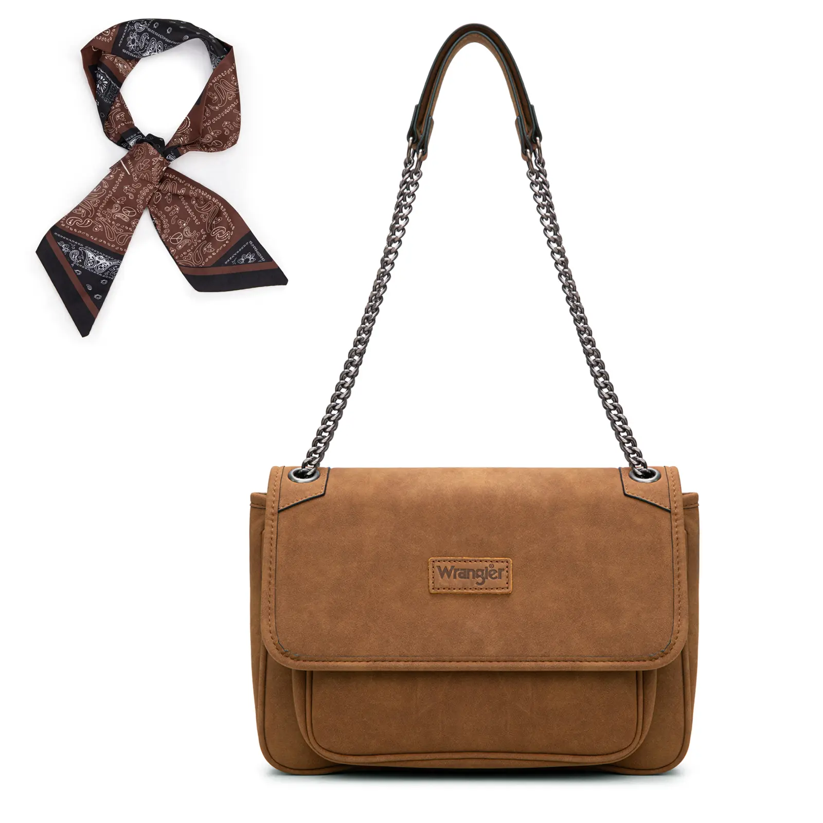 Wrangler Shoulder Bag for Women Trendy Crossbody Purse and Handbags Faux Leather Satchel