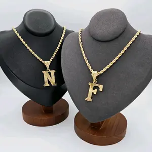 Gold Initial Necklace. 14k Heavy Plated Gold, 4mm French Rope Chain, Lifetime Replacement Guarantee