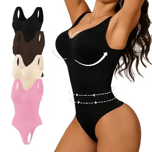 Women’s Seamless V Neck Shaper Jumpsuit, Sleeveless Corset Bodysuit, No Padding Invisible Shapewear, Full Body Tummy Control Slimming Fashion Bodysuit & Seamless Tummy Control Camisole faja body shaperwear Ribbed Dusty Rose Bra Compression Womenswear