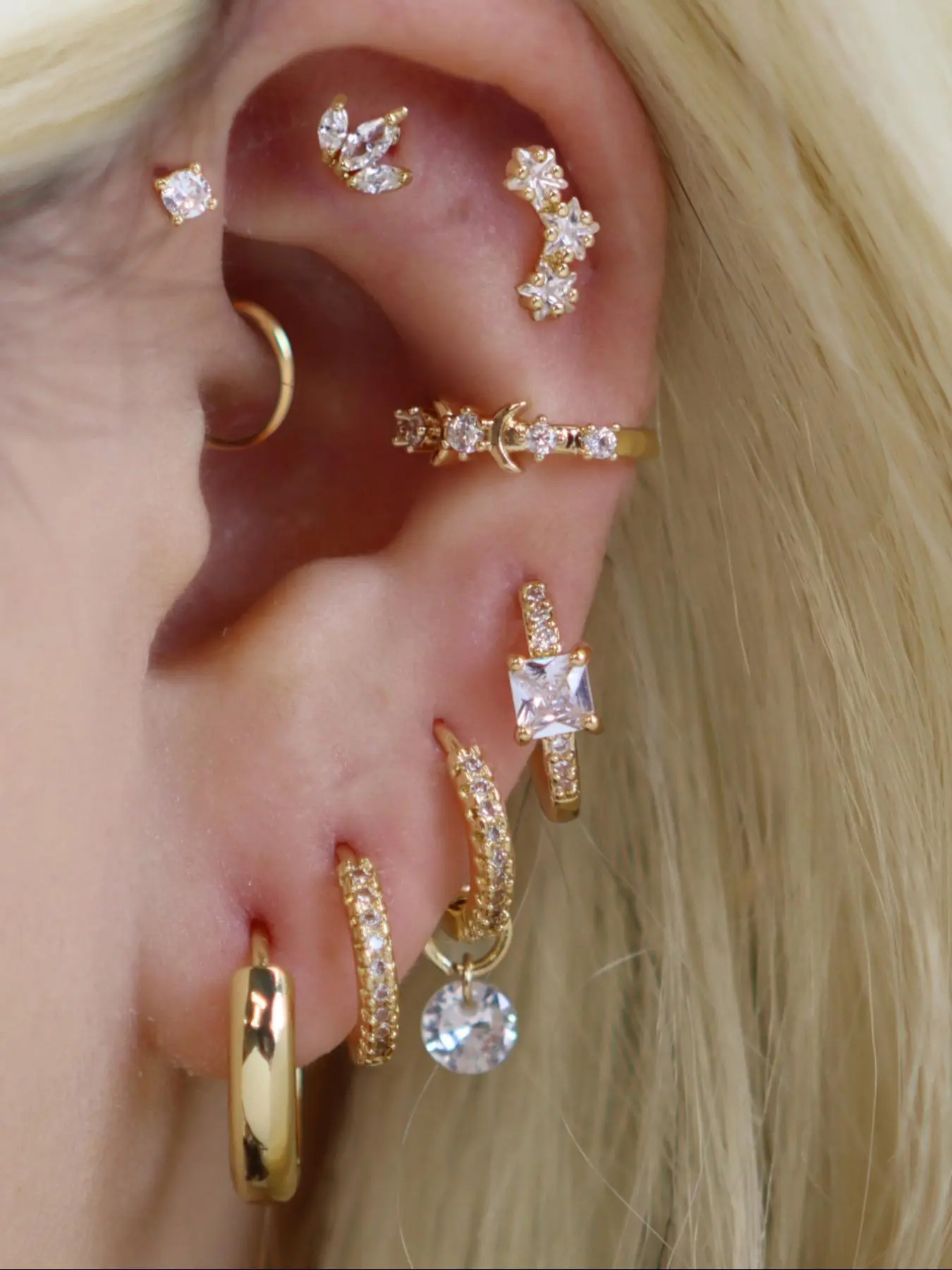 Star & Moon Design Earrings Set, Earring Stack, Fashionable Earrings for Women & Girls, Casual Jewelry for Party, Daily Clothing Decor, Trendy All-match & Exquisite Jewelry for Gift, Earring Stacking Set, Ear Accessories