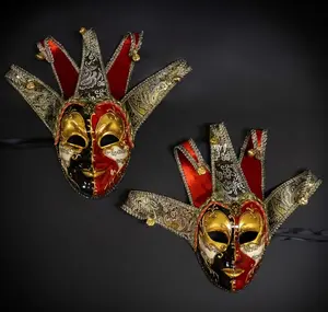 Joker Masquerade Mask Red Black