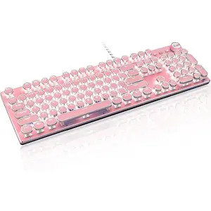 X9 Gaming Mechanical Keyboard, LED Backlight, 104 Key Anti-Ghosting Blue Switches, Wired Cute Keyboard, Round Keycaps, Desktop/laptop