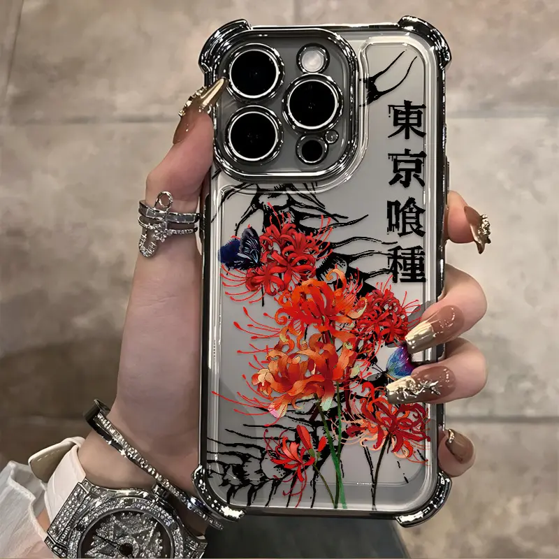 Tokyo Ghoul Anime TPU Shockproof Smartphone Case - Transparent Back, Japanese Design, Drop-Proof Shockproof Protector for iPhone 17,16E,16,15,14,13,12,11 Mini/Pro/Max,Air,X,XR,XS Max,8,7 Plus (For Anime Fans)
