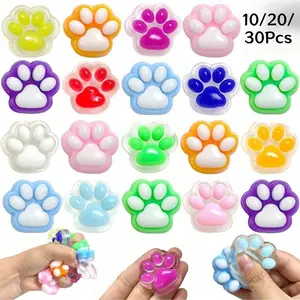 Soft Mini Cat Paw Squishy Squeeze Toy Set, Cute Sensory Fidget Toys, Handmade Soft Silicone Sticky Toys, Stress Relief Relaxation Toys