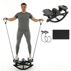 Side-to-Side Low Impact Stair Stepper | Quiet Home Exercise Stepper with Resistance Bands & Non-Slip Mat | Compact Balance Workout Equipment for Apartment & Living Room