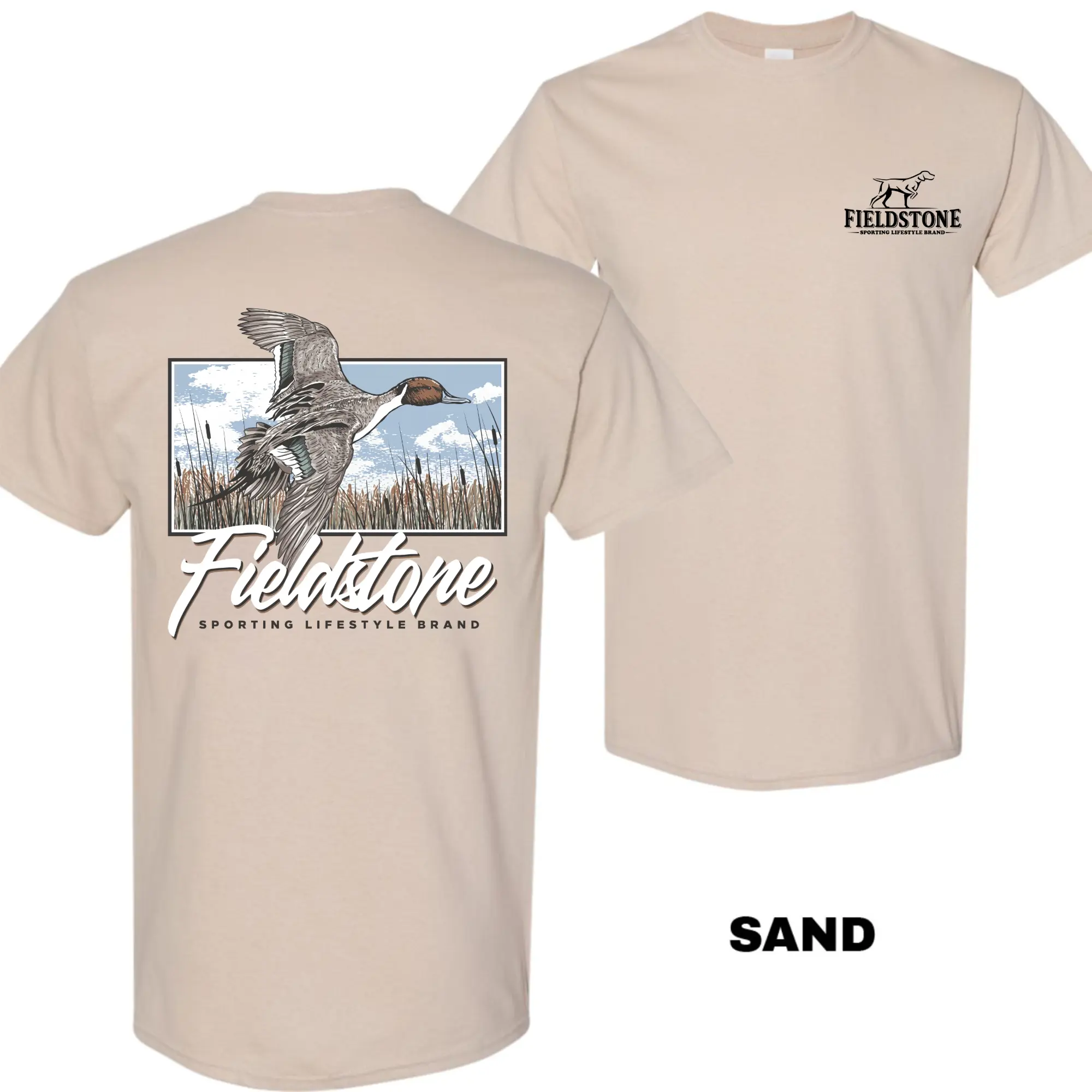 Fieldstone Pintail Duck Hunting Short-Sleeve Cotton T-Shirt - Round Neck, Casual, Streetwear Country Life Graphic Tee for Men - Southern Menswear Outdoor Top