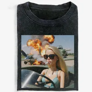 Chill Girl Barbie Memes T-Shirt, Barbie Flying A Plane Graphic Tee, Unisex Meme Cringe Funny Dumb Shirt, Casual Cotton Womenswear Tshirt 62G