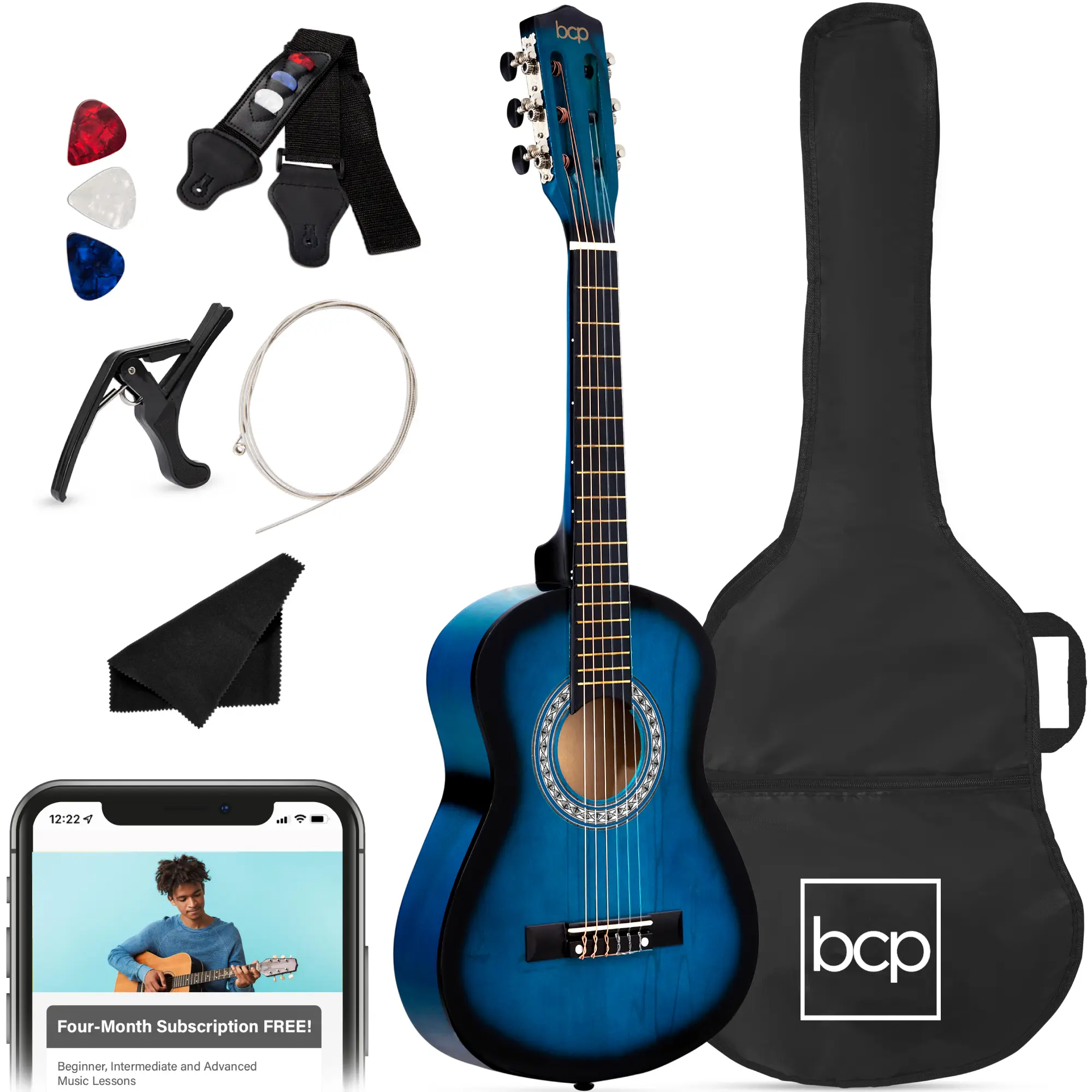 Best Choice Products 38in Beginner Acoustic Guitar Starter Kit w/ Gig Bag, Strap, Extra Strings Best Choice Products 38in Beginner Acoustic Guitar Starter Kit w/ Gig Bag, Strap, Extra Strings