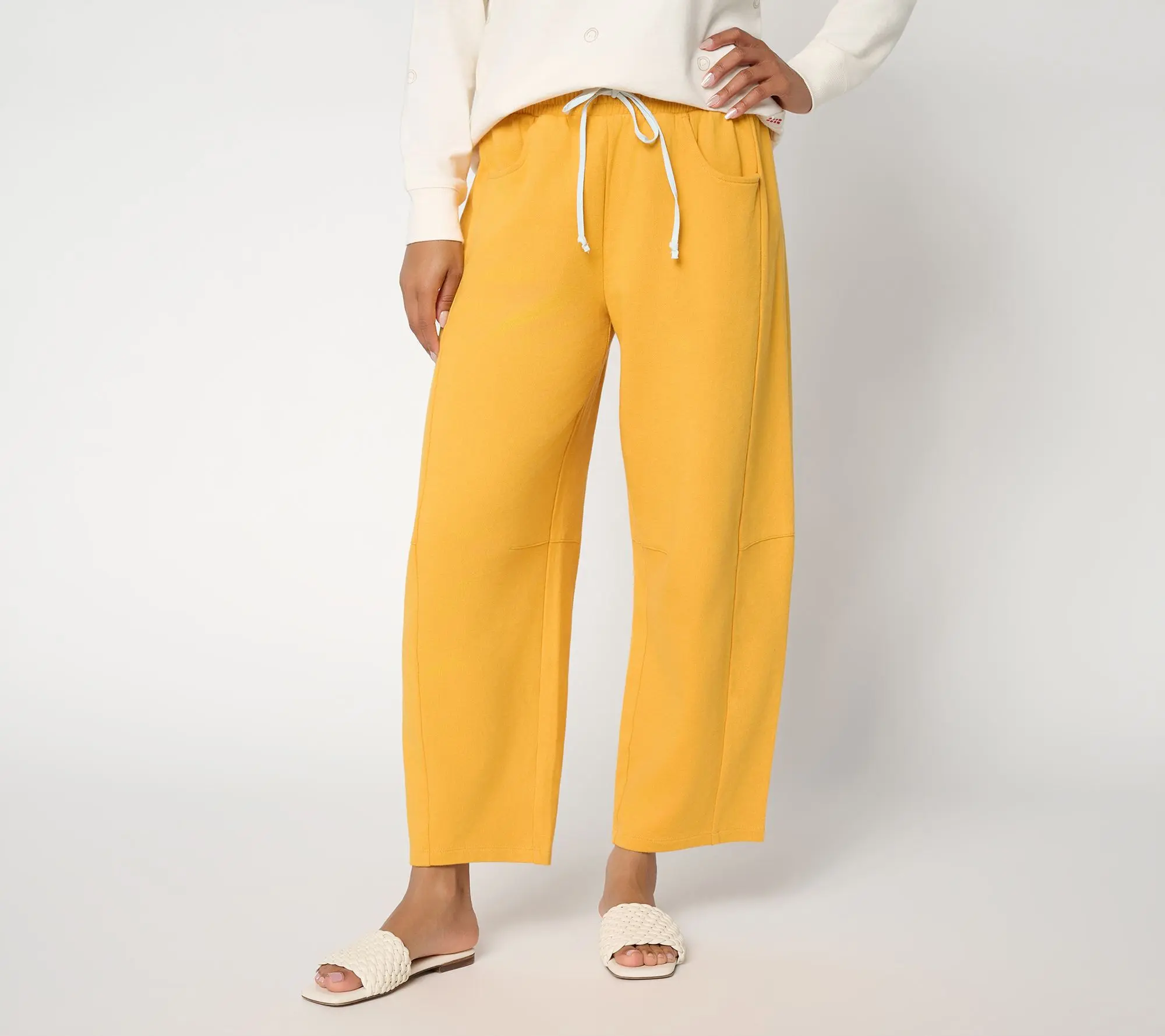 Peace Love World Petite Seamed Barrel Leg Sweatpants