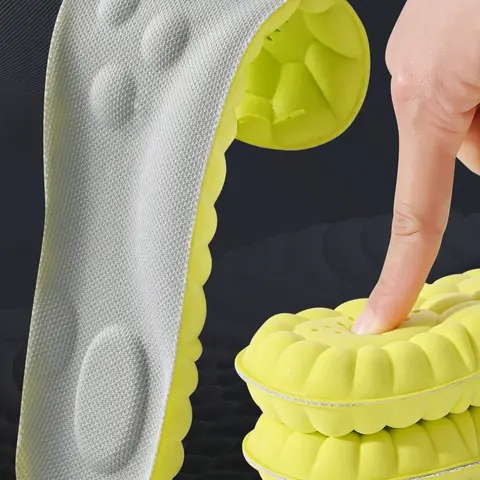 Highly Elastic Breathable Shoe Insoles, Rubber Insoles, Shock-Absorbing Sports Insoles, Anti-slip Comfortable Shoe Insoles for Men & Women