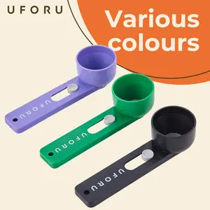 UFORUUFORU Press Slide Measuring Spoon with Funnel, Modern Mess-Free Powder Scoop for Narrow Bottles, 2 Tbsp Kitchen Scoop for Protein Powder, Coffee, Formula and Drink Mixes