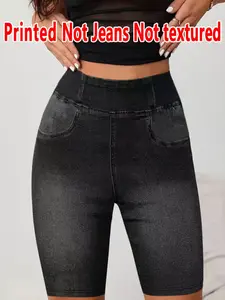 Women's Printed Skinny Leggings, Non-Denim Fabric, Tight-Fitting Design, All-Season Wear, Fashionable Casual Bottoms for Daily Use, Womenswear