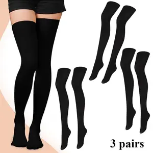 3/6 pairs thin Thigh High Over the Knee Socks Long Knee High Socks for Women Stockings Boots Daily Wear Cosplay
