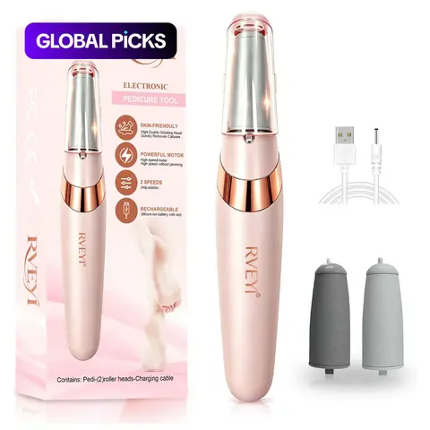 Rechargeable Electric Foot Callus Remover, Electronic Foot File with 2 Adjustable Speeds, Washable Grinding Head and LED Light, Cordless Portable Pedicure Tool, Dead Skin Remover For Feet and Foot Rasp #GLOBAL PICKS