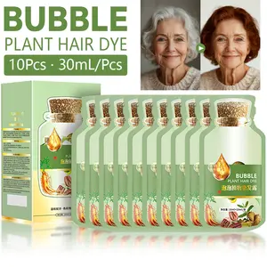 Natural Plant Hair Dye, New Botanical Bubble Hair Dye 30ml 10Packs/Box, Chestnut Brown & Coffee Pure Plant Extract for Grey Hair Color Bubble Dye, Color Conditioner Shampoo Gentle Gentle Hair Coloring
