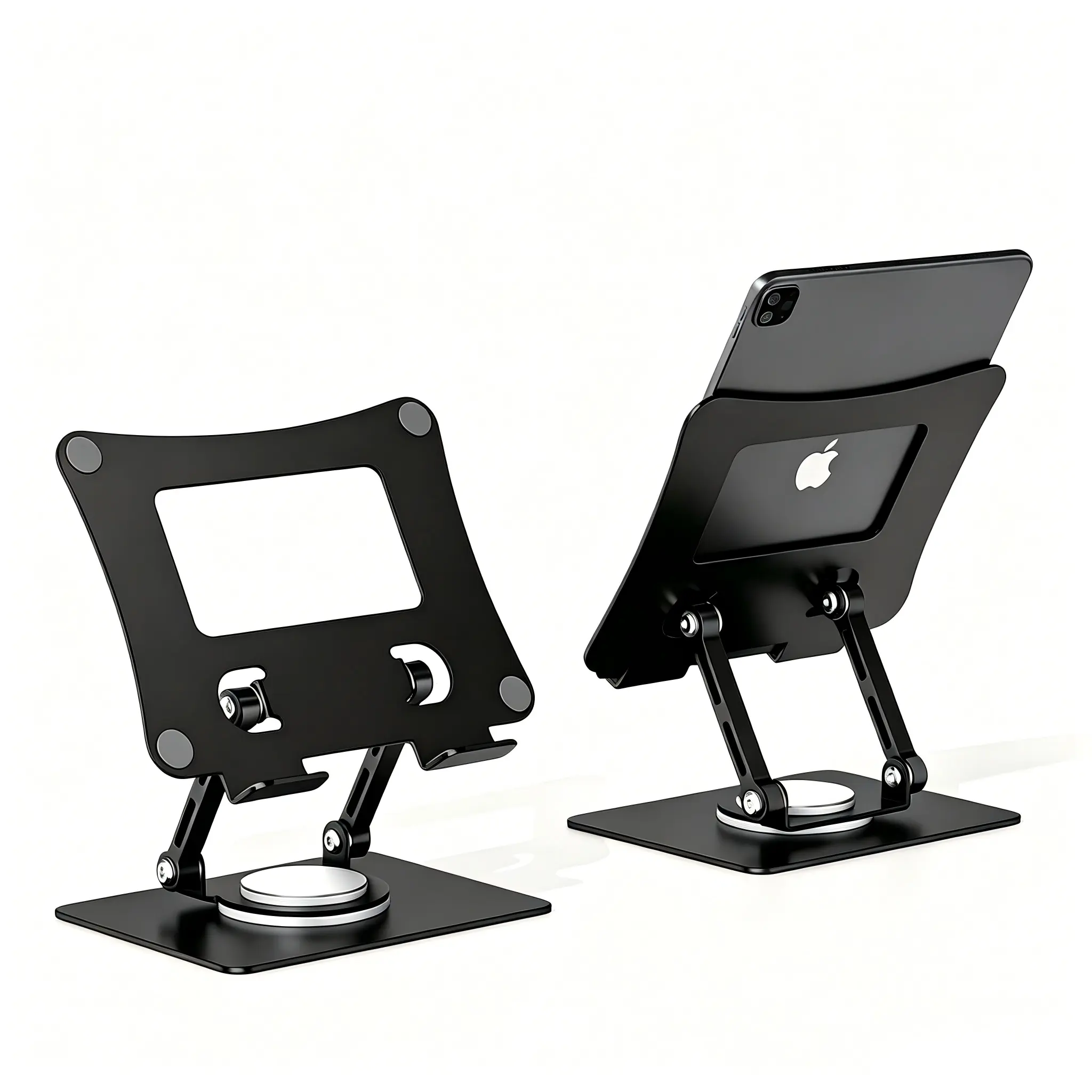 Multifunctional Phone Holder & Tablet Mount - Foldable Adjustable Compact Metal Desk Accessory for Smartphones, iPads, Samsung Gadgets