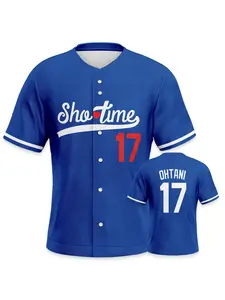 Classic Blue Men's Baseball Shirt, Sports Top, #17 Ohtani Youth Fashion Hip-Hop Style, Sport Training & Daily Wear, Gift for Sports Lovers
