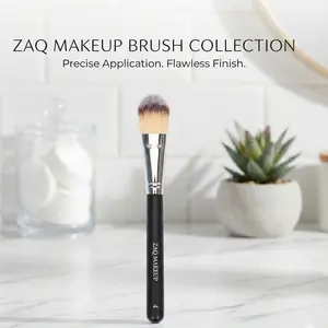 ZAO MAKEUP Foundation Brush Model 4 - Copper Ferrules for Effortless Application & Even Distribution - Ideal for Home & Garden Use