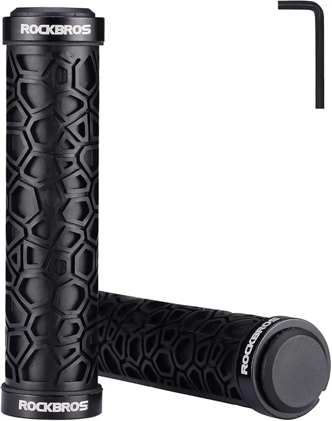 ROCKBROS Aluminum Alloy Double Lock-on Bike Handlebar Grips, Non-Slip, Universal Fit 22.2mm for MTB, BMX, Folding Bikes